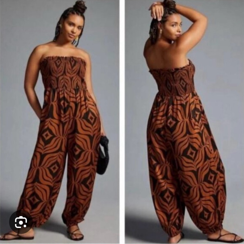 Anthropologie Orange and Black Jumpsuit